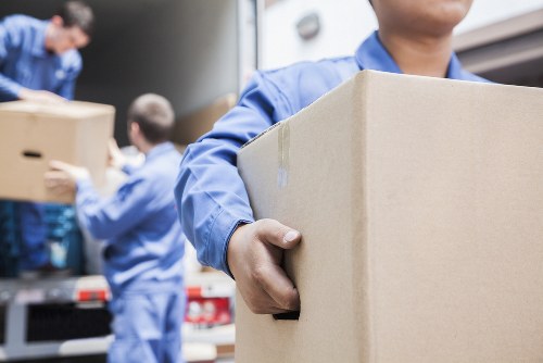 Loading van service terms and conditions document with moving boxes