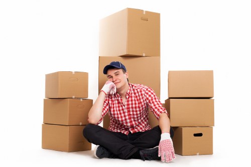 Local team preparing furniture and boxes for a residential move in Totteridge
